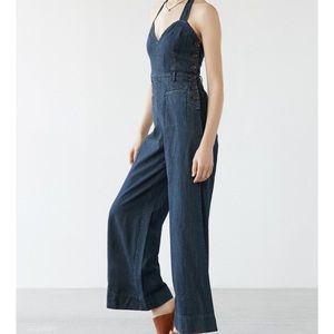 Urban Outfitters Harley Denim Halter Jumpsuit